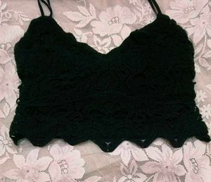 Black Crochet Crop Top