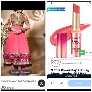 Anarkali kurta with Embroidery  new lipstick free
