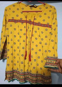 Yellow Printed Tunic Top