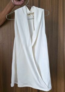 Chic White Sleeveless Wrap Top