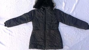 Quilted Winter Coat with fur Hood