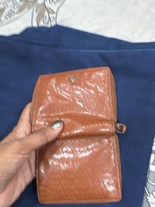 allen solly Brown Embossed Zip Around Wallet
