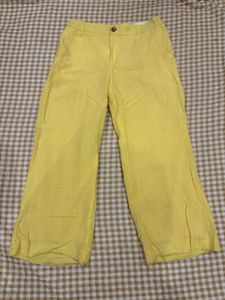 Yellow Wide Leg cotton Pants with lining