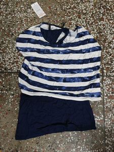 Blue & White Striped Tunic Top