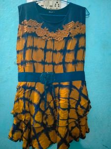 Stylish Tie-Dye Gown with Belt