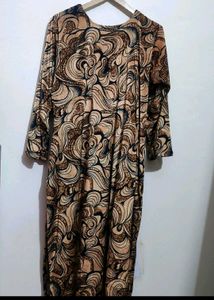 Brown Printed Winter Kurti For 42 Bust