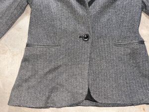 Mango suit blazer in a grey herringbone pattern wi