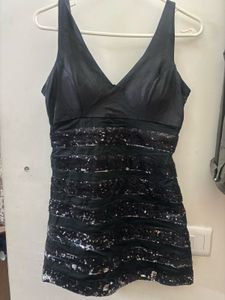 Sparkly Black V-Neck Party Dress