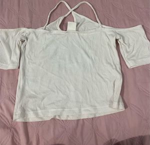 White Cold Shoulder Bell Sleeve Top