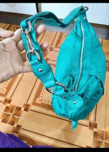 Teal Leather Shoulder Bag