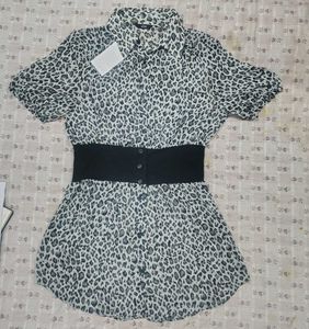 Adhoc Leopard Print Shirt Dress