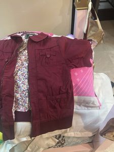 Maroon Zip-Up Jacket with Pockets