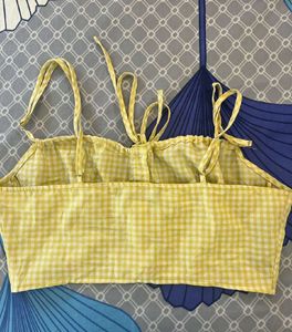 Cute Yellow Gingham Crop Top