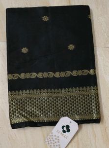 New Black Saree with Golden Border