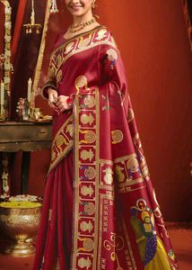 Elegant Maroon Silk Saree with Stiched Blouse