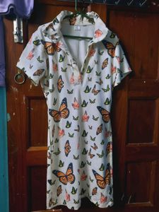 Chic Butterfly Print Short Sleeve Dress