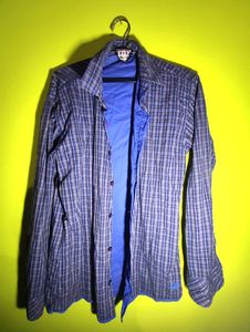 2 Side Wearable Blue Check Shirt Size Medium