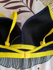 Floret Navy Blue &amp; Yellow Bra