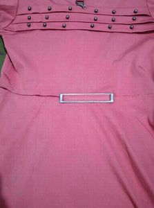 Pink Belted Casual Dress