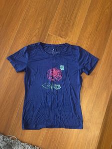 Navy Blue T-Shirt with Floral Print