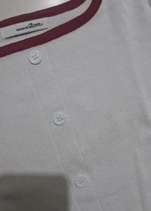 White Square Neck Button-Up Top