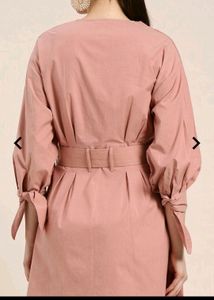 Solid Skater Dress With Belt Size:L