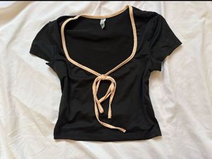 Black Bow Detail Crop Top and pant set
