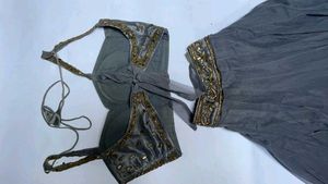 Sparkling Sequin Blouse &amp; Grey Tulle Lehenga Set