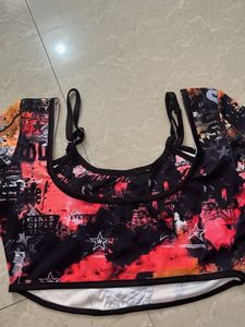Unique Graphic Print Corset Top