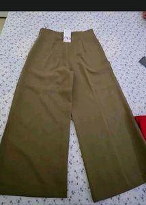 Zara Women's Olive wide-leg pant
