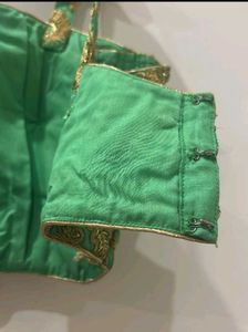 Padded Embroidered Back Open Thin Strap Blouse