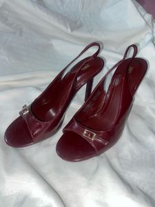 ZARA Slingback Maroon Heels- Never Used