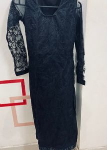 Long Black Straight Kurta In A1 Condition