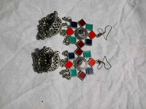Boho Multi-Color Jhumka Earrings