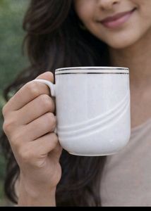 White & Silver Demitasse Cups - Set of 6
