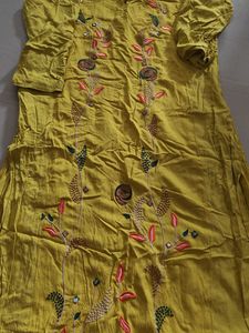 Yellow Embroidered Kurta