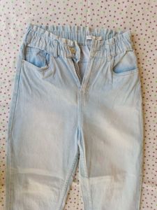 Light Wash Paperbag Waist Jeans