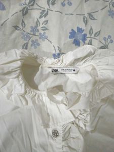 White Ruffle Neck coquette top (s-L)