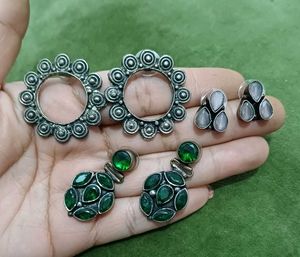combo of 3 pair oxidized and German silver earring