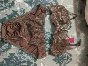 Teal Lace Trimmed Bra and Panty Set