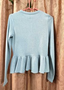 shiney H&amp;M sky-blue colour top.