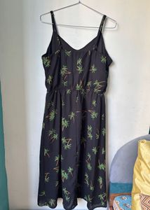 Black Palm Tree Print Dress
