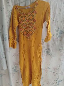Yellow Embroidered Kurta