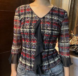 Stylish Ruffled Print Top