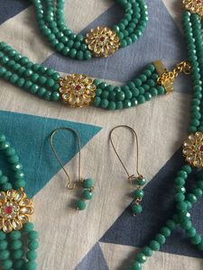 Emerald Beaded Jewellery Set of 2 choker