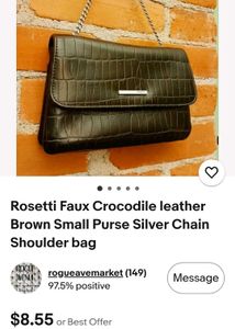 Chic Black Croc-Embossed Chain Shoulder Bag