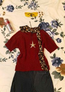 Chic Red Cable Knit Top