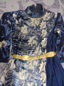 Elegant Floral Print Ethnic Gown