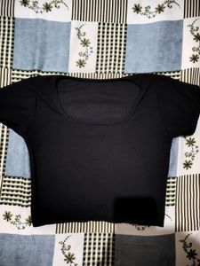 Black Square Neck Crop Top