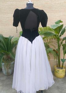 Elegant Black &amp; White Tulle Gown